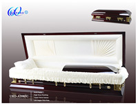 Ataúdes de Madera URD-A208 a Precio de Fábrica, Estilo Americano, Ataúd y Cofre de Álamo Sólido con Acabado Brillante para Funerarias