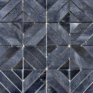 Venda quente preto mármore quadrado forma água jato mosaico telha