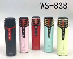 WSTER WS838 Support USB TF Card <span class=keywords><strong>FM</strong></span> <span class=keywords><strong>Radio</strong></span> avec lumière disco, microphone, haut-parleur, karaoké, microphone sans fil USB, <span class=keywords><strong>studio</strong></span> familial KTV - Product Image 4