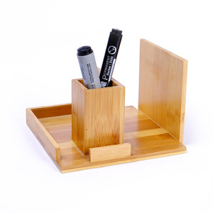 Japanese-style bamboo craft phone <b>stand</b>, multi-functional pen holder, bamboo storage <b>tablet</b> - Product Image 2