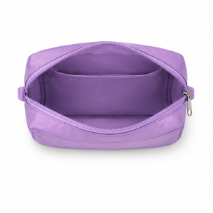 Eco-Friendly Purple Reusable Foldable <b>Make</b> <b>Up</b> Waterproof Custom Embroidery Logo Letter Nylon Cosmetics <b>Bag</b> - Product Image 3