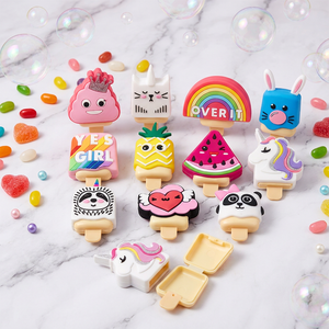 ISMAN 2g Contenants vides pour <span class=keywords><strong>baume</strong></span> à lèvres, forme de sucette, motifs animaux de dessin animé, <span class=keywords><strong>licorne</strong></span>, pastèque, étuis à rouge à lèvres pour enfants, emballage de maquillage - Product Image 1