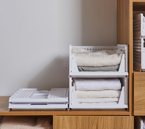 Contenedores Apilables Cuadrados de Plástico PP, Plegables, para <span class=keywords><strong>Armario</strong></span>, Guardarropa, <span class=keywords><strong>Organizador</strong></span> de Almacenamiento para Hogar y Oficina - Product Image 3
