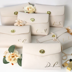 Personalized leather cosmetic <b>bag</b>/storage <b>bag</b>, wedding favor organizer, <b>coin</b> purse, bridal gift. - Product Image 3