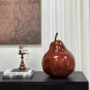 Ornamen buah Resin buatan tangan, hiasan rumah pesta kantor pernikahan ruang tamu dekoratif buah pir merah buatan tangan - Product Image 2