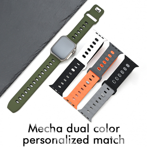 Mecha tali jam tangan lembut warna ganda, desain pribadi untuk jam tangan Apple, tali silikon olahraga, antilembap - Product Image 5