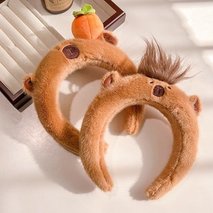 Women's Capibara Headband Autumn Winter Fashion Maillard <strong>Hair</strong> Accessories for Kids Cartoon Plush New Fashion <strong>Hair</strong> <strong>Clasp</strong> - Product Image 4