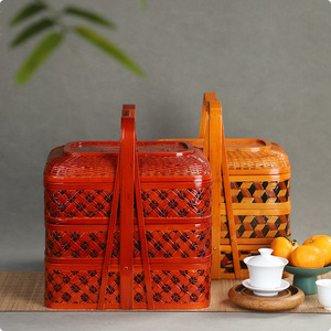 Bamboo <b>basket</b>, household storage, nostalgic food box, picnic mooncake <b>basket</b>, antique <b>basket</b>, wedding storage box, gift <b>basket</b>, - Product Image 3