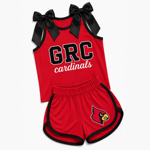 Ensemble de sport 2 pièces personnalisé pour petite fille, thème <span class=keywords><strong>cheerleading</strong></span>, imprimé équipe de football, haut à manches courtes et jupe-short, ensemble de yoga - Product Image 5
