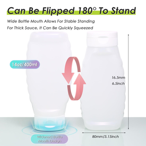 ขวดพลาสติก PET สำหรับบรรจุของเหลว ขวดบีบซอสพร้อมฝาปิดแบบพลิกขึ้น - Product Image 2