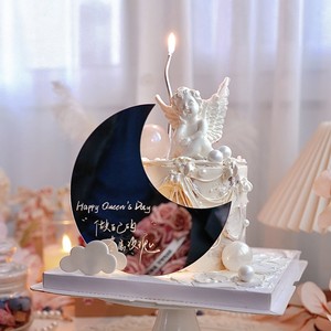 ของตกแต่งเค้กอะคริลิคกระจกเงา รูปเทพธิดาแห่งดวงจันทร์ น้ำผึ้งและความหวาน สำหรับวันแม่ วันสตรี - Product Image 3