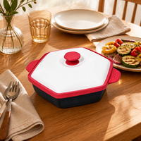 Maßgefertigtes Sicheres und Hitzebeständiges 3-in-1 Mikrowellen-Hexagon-Grillpfannen-Set für Schnelles Kochen in der Mikrowelle