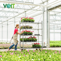 Multifunctionele transportkar met verstelbare metalen bloemenkar voor fruitteelt met PP-plank