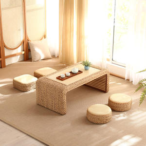 Mesa de café de ratán de estilo japonés, mesa baja para té, para sala de estar, mesa de suelo Tatami hecha a mano con cojines - Product Image 1