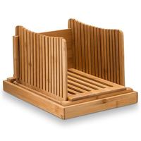 Outil de découpe de pain manuel pliable et compact pour comptoir de cuisine avec bac à miettes en bambou