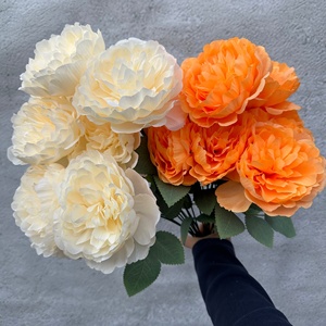 Fournitures de jardin en gros PT-P9004, buissons blancs, fleurs artificielles en soie de pivoine à toucher réel, grandes, pour la décoration - Product Image 1