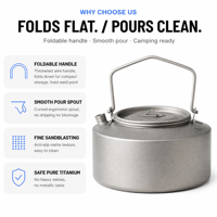 Bouilloire en titane pur, théière portable pour faire bouillir l'eau, ustensiles de cuisine pour le camping, équipement de camping, kit de voyage