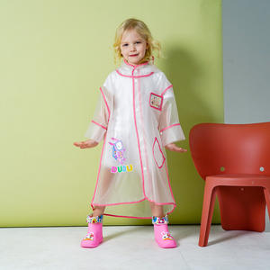 Impermeable transparente para niños Dudu con diseño de dibujos animados para niños pequeños y niños, ropa impermeable estilo poncho - Product Image 1