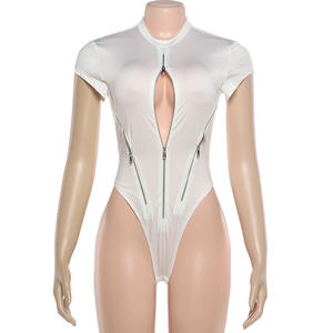 วิวิบลุค Z0206BS บอดี้สูทผู้หญิงใหม่ซิปเซ็กซี่ผอมเพรียวยืดแขนสั้นสีทึบบอดี้สูทเซ็กซี่แฟชั่นท็อปส์ - Product Image 3