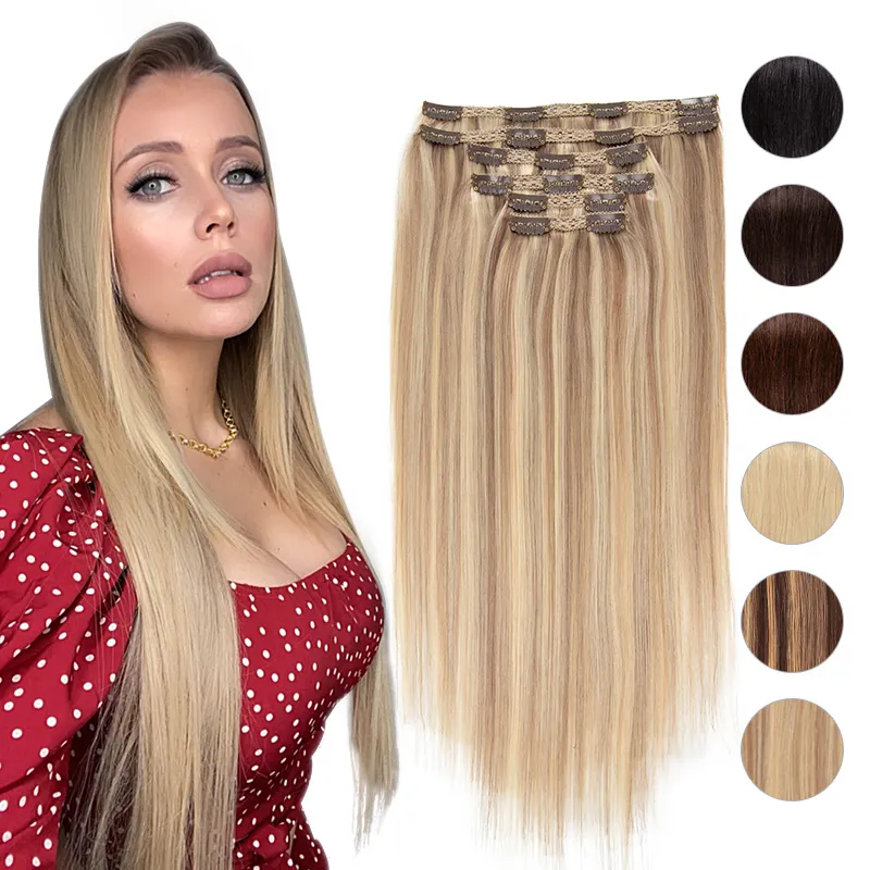 MRSHAIR 100% real remy human hair extensions 6 pieces Clip In Sets Remy Clip In Hair Extensions