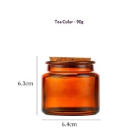 Pot à bougie en verre vert ambré avec couvercle en liège 70g, récipient vide pour bougies DIY, cire de soja, aromathérapie, marque privée, vente en gros