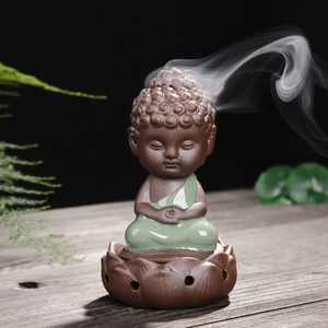 The Little Monk Censer Use in Home Teahouse Creative Home Decor <strong>Small</strong> Buddha Incense Holder Backflow Incense Burner - Product Image 1