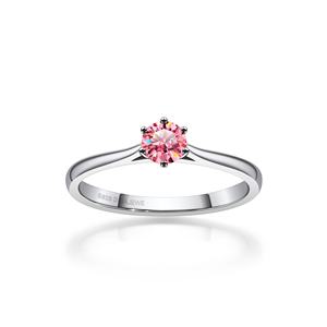 GIGAJEWE Bague de fiançailles en moissanite 0.3ct taille ronde blanche D couleur fantaisie en argent 925 avec plaqué or blanc 18 carats - Product Image 1