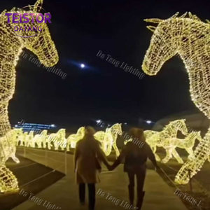ไฟประดับรูปม้าคริสต์มาส LED 3 มิติ สำหรับตกแต่งภายนอกอาคาร กันน้ำ IP65 โครงเหล็กสั่งทำได้ เหมาะสำหรับตกแต่งถนนในช่วงเทศกาล - Product Image 6