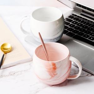 Nueva Taza de Cerámica Nórdica con Diseño de Mármol, Taza Redonda para Café, Taza para Leche de Desayuno Rosa, Taza de Cerámica con Asa Dorada - Product Image 2