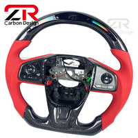 Volant de course sport en fibre de carbone personnalisé avec LED et revêtement cuir pour Honda Civic 10ème génération, CRV, Breeze, XRV