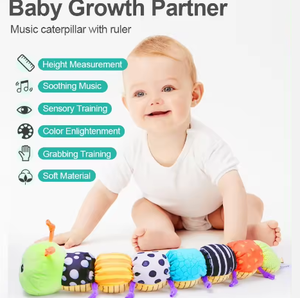 신제품 창조적 인 사용자 정의 감각 동물 진정 애벌레 딸랑이 주름 뮤지컬 배 시간 장난감 통치자와 함께 - Product Image 3