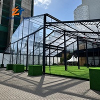 Tenda Atrium Aluminium Bentangan Lebar dengan Penutup PVC Transparan, Tahan Api, Tahan UV, Struktur Modular, untuk Pameran Komersial, Acara Luar Ruangan, dan Pesta
