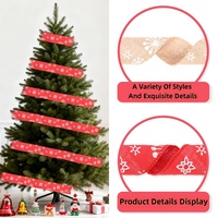 Ruban en toile de jute flocon de neige style européen et américain pour Noël, idéal pour la confection de nœuds faits main, la décoration de sapins de Noël et de boîtes cadeaux.