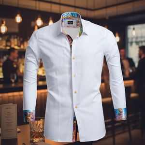 Chemise décontractée pour homme en tissu paisley uni, idéale pour le printemps - Product Image 3