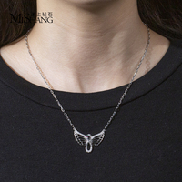 Collier ailes d'ange infini en argent sterling 925 de haute qualité, hypoallergénique, avec diamant de laboratoire pour femmes