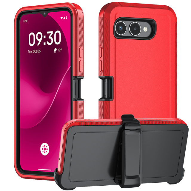 Rugged 3 in 1 Strong Shockproof Heavy Duty Holster Armor Phone Case for T-Mobile Revvl 8/8 Pro Phone Case Cover Shell Bag