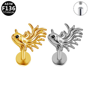 Piercing d'oreille en titane en forme d'animal, alliage de titane G23, filetage interne, bijoux de mode unisexe - Product Image 5