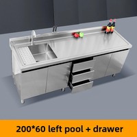 Cuisine commerciale sur mesure en acier inoxydable avec évier simple ou double, armoire avec table de travail et évier pour restaurant