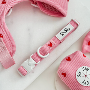 Arnés para Perros Bordado SinSky, <span class=keywords><strong>Collares</strong></span> y Correas de Diseño con Corazón, Conjunto Ajustable de Corduroy, Arnés Antitirones para Perros - Product Image 2