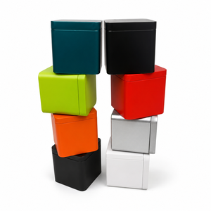Boîte en métal carrée à coins arrondis, multicolore, mate, de qualité alimentaire, pour le stockage du thé et des produits secs, personnalisable - Product Image 1