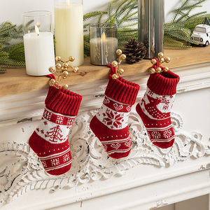 Christmas Candy <b>Bag</b>, Knitted <b>Red</b> Socks <b>Gift</b> <b>Bag</b>, Christmas Tree Pendant, Indoor Layout. - Product Image 1