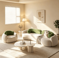 Ensemble de canapés modulaires de couleur crème au design moderne, garnis de latex naturel, meubles durables pour le salon