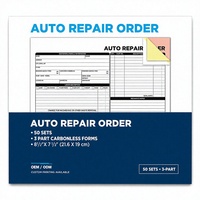 Carnet de commandes de réparation automobile autocopiant, impression personnalisée OEM ODM, vente en gros, modèle de facture de service automobile en 3 feuillets, 50 sets