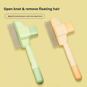 Peigne de toilettage pour animaux domestiques en plastique sûr et doux à dents fines et auto-nettoyantes pour chiens et chats - Brosse démêlante anti-puces - Product Image 2