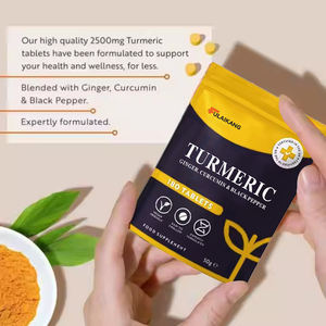 Comprimés de Curcuma <span class=keywords><strong>en</strong></span> Gros OEM – Supplément de Curcumine, <span class=keywords><strong>Gingembre</strong></span> et Poivre Noir pour le Soutien Immunitaire et Articulaire des Adultes - Product Image 2