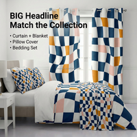 Rideaux occultants modernes de style bohème, imprimés sur mesure, bleu et jaune, à motifs géométriques ondulés, 2 panneaux, occultant la lumière, thermiques et insonorisants