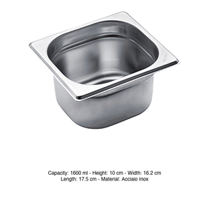 Bac alimentaire GN 1/6 en acier inoxydable 18/10, 17,5 × 16,2 × 10 h cm, 343 g Inox Inox Macel - Product Image 3