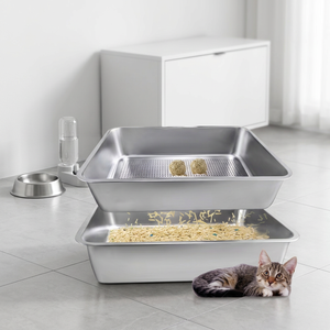 กระบะทรายแมวสแตนเลส 2 ชั้น พร้อมตะแกรงกรอง สำหรับทำความสะอาดง่าย - Product Image 6