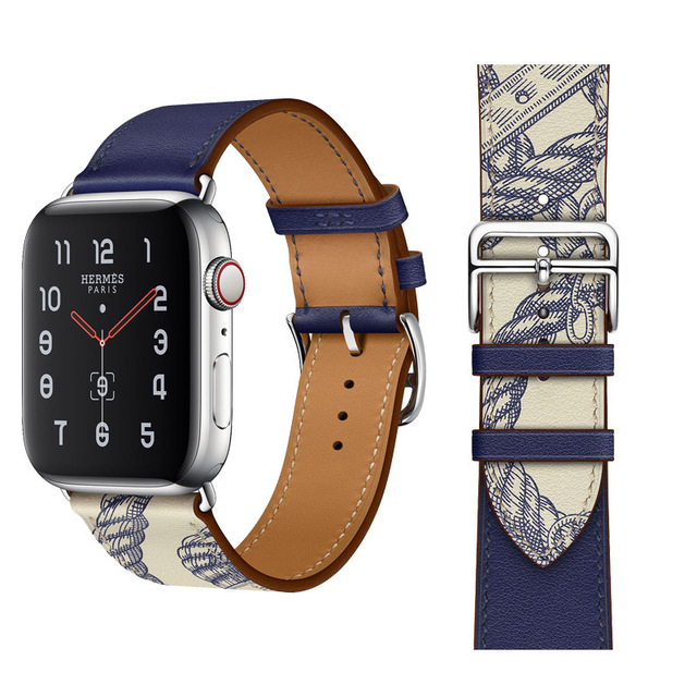 For Apple Leather Watch Strap Replacement for IWatch 8/7/6/5/4 Color Block Leather Band Stainless Steel Buckle Compatible