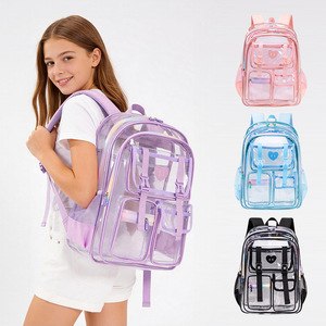 Transparent Jelly <b>Backpack</b> For Girls 18 In <b>Large</b> Capacity School <b>Backpack</b> With Zipper Pocket Multiple Colors Available - Product Image 1